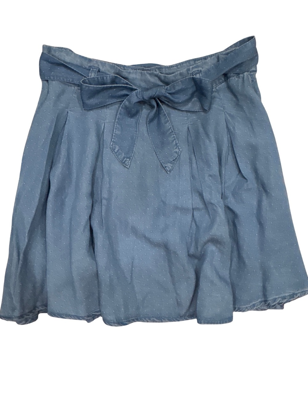 Vero Moda Liliana Pleated Tencel Mini Skirt Blue Dots Tie Waist NWT